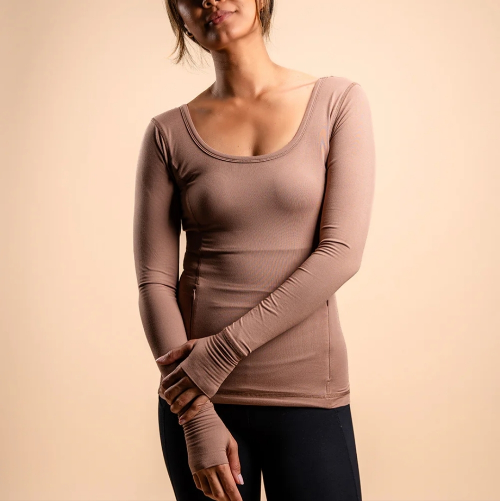 Women's Long Sleeve Tan Top
